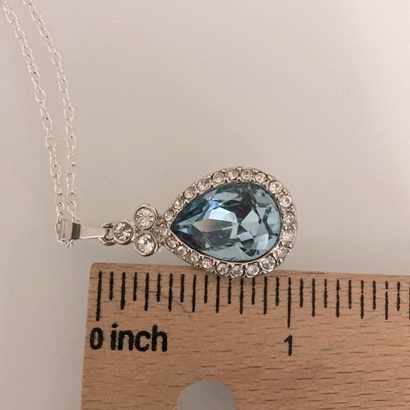 Givenchy Silver Necklace with Blue Teardrop Pendant - Picture 4 of 5